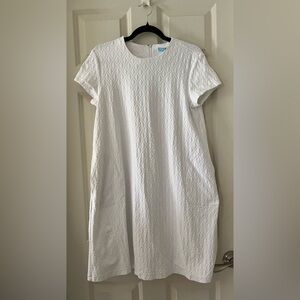 J. Mclaughlin Cap Sleeve Swing Catalina Cloth MIDI Dress White Geometric M